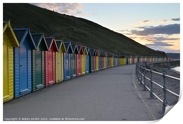 Beach huts of Whitby Print by Bobby De'ath