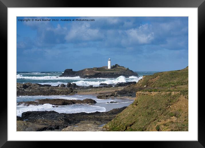 Godrevy Island and Lighthouse Framed Mounted Print by Mark Rosher