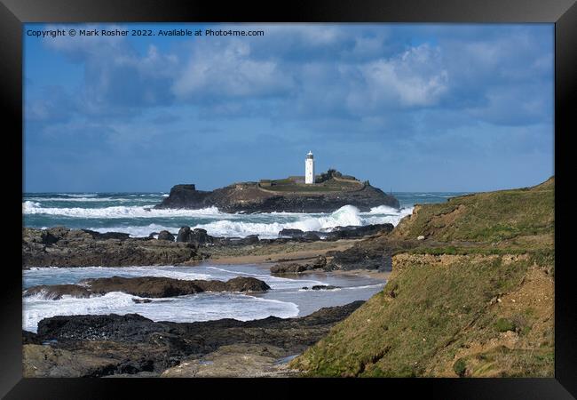 Godrevy Island and Lighthouse Framed Print by Mark Rosher