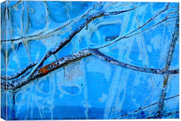 Blue Iced Puddle  Canvas Print by DEE- Diana Cosford