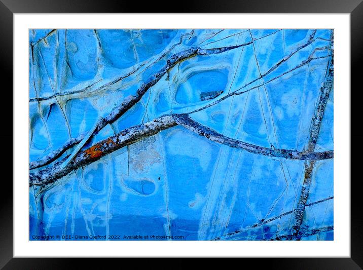 Blue Iced Puddle  Framed Mounted Print by DEE- Diana Cosford