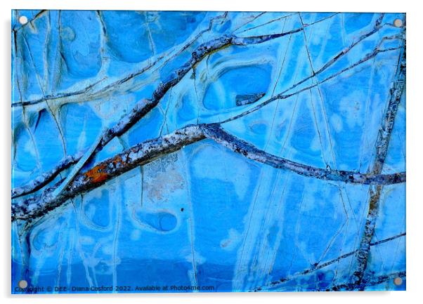 Blue Iced Puddle  Acrylic by DEE- Diana Cosford