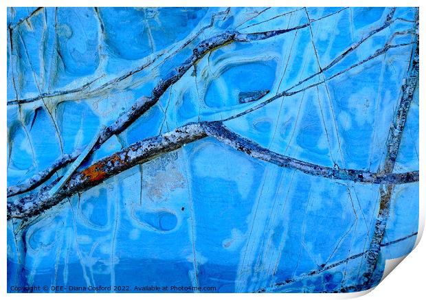 Blue Iced Puddle  Print by DEE- Diana Cosford