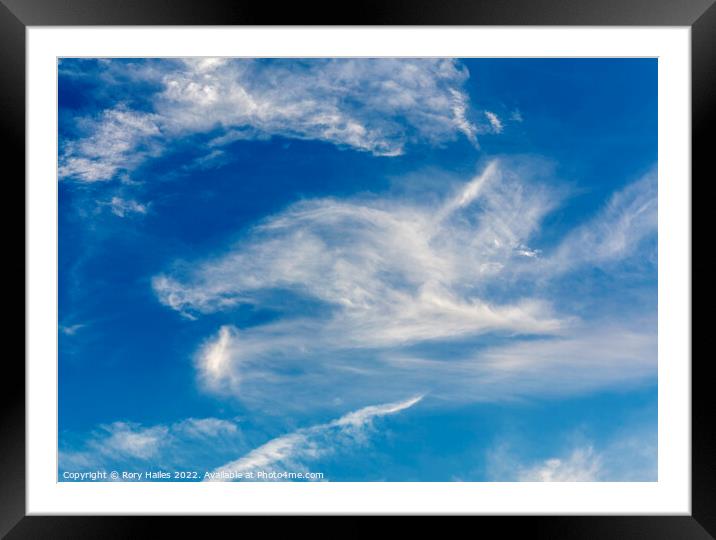 Cirrus clouds against a blue sky Framed Mounted Print by Rory Hailes