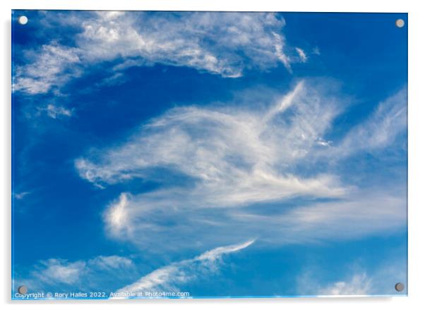 Cirrus clouds against a blue sky Acrylic by Rory Hailes