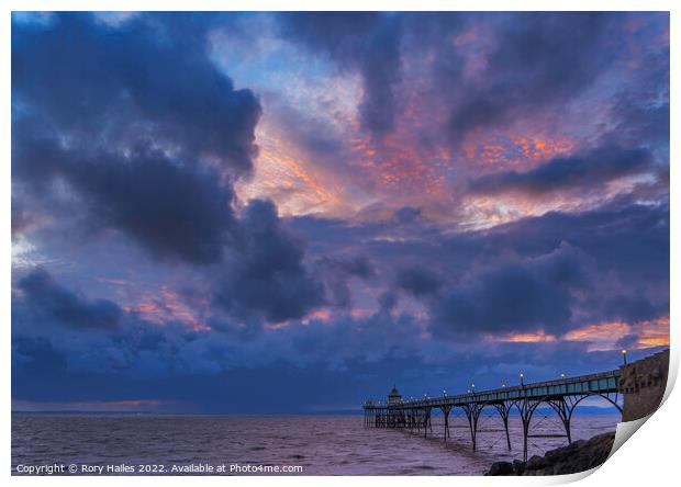 Stormy weather of Clevedon Pier Print by Rory Hailes