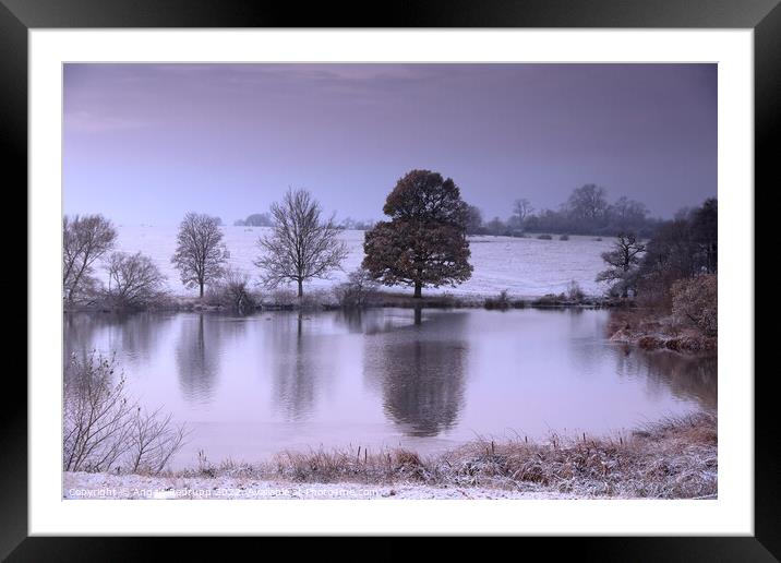 Snow at the lake Framed Mounted Print by Angela Redrupp