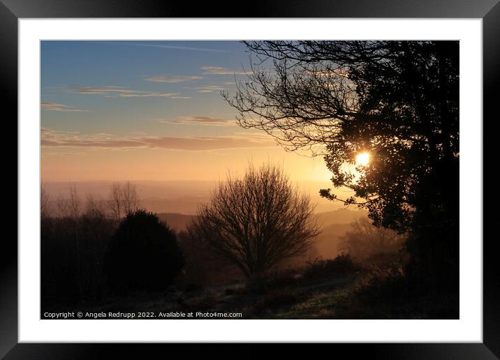 Misty sunrise at Beacon Hill Framed Mounted Print by Angela Redrupp