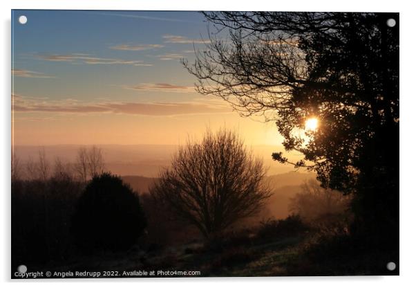 Misty sunrise at Beacon Hill Acrylic by Angela Redrupp