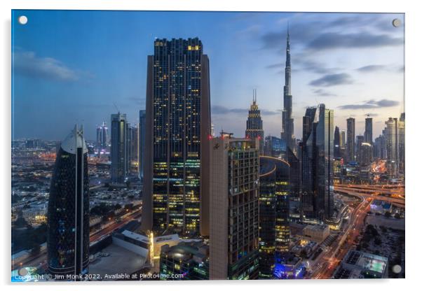 Dusk in Downtown Dubai  Acrylic by Jim Monk