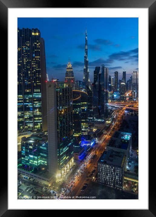 Blue Hour in Downtown Dubai  Framed Mounted Print by Jim Monk