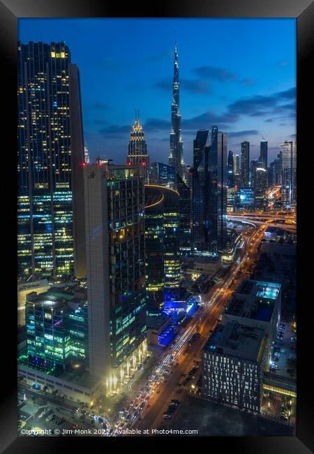 Blue Hour in Downtown Dubai  Framed Print by Jim Monk