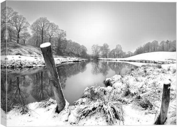 Lake District Spring Snow Black and White Canvas Print by David Neighbour