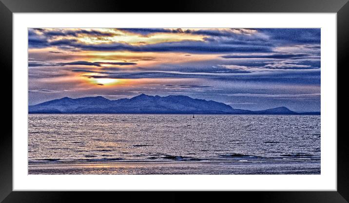 Arran sunset, an artistic view from Ayr Framed Mounted Print by Allan Durward Photography