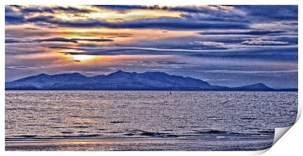 Arran sunset, an artistic view from Ayr Print by Allan Durward Photography