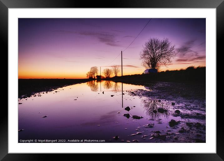 Sunset Reflection Framed Mounted Print by Nigel Bangert