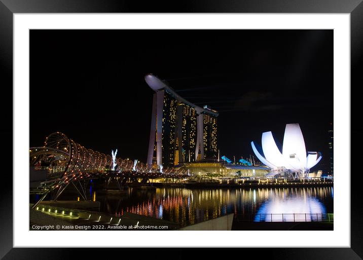 Marina Bay at Night, Singapore Framed Mounted Print by Kasia Design