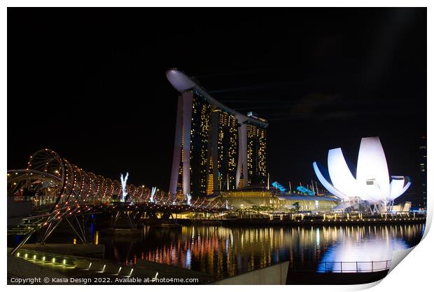 Marina Bay at Night, Singapore Print by Kasia Design