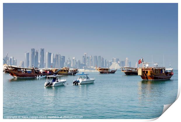 Dhow Harbour in Doha Print by Kasia Design