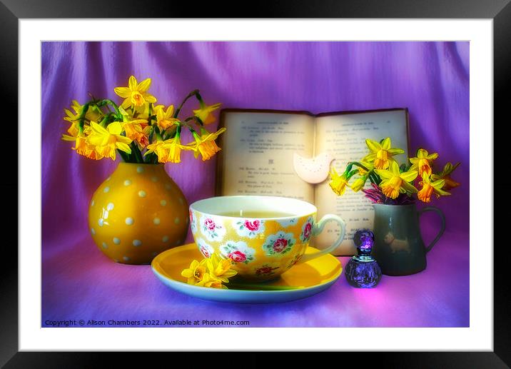 Daffodils Still Life Framed Mounted Print by Alison Chambers