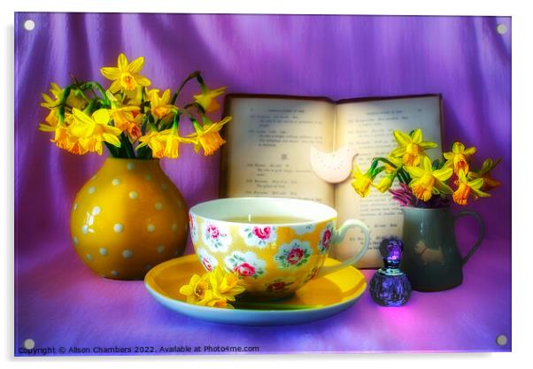 Daffodils Still Life Acrylic by Alison Chambers