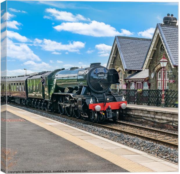 The Flying Scotsman passes through Dent Station Canvas Print by Keith Douglas