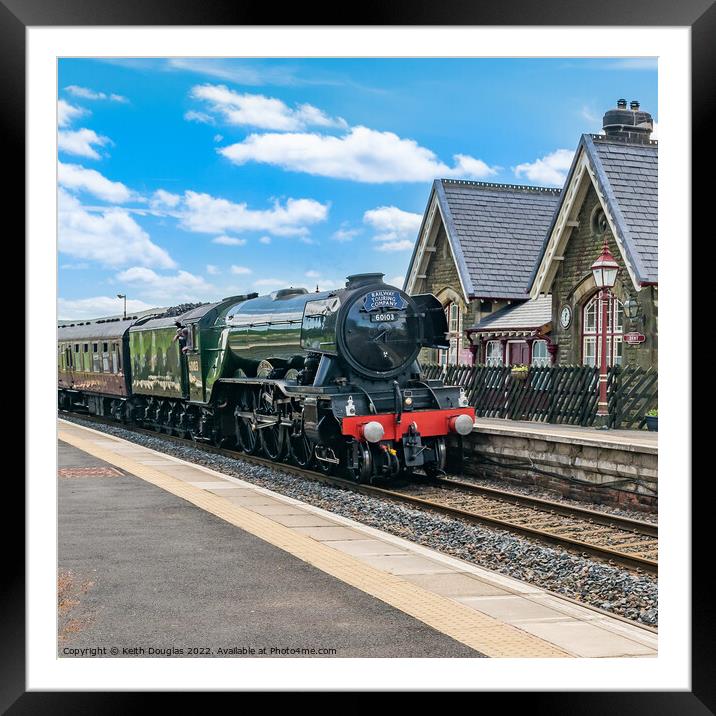 The Flying Scotsman passes through Dent Station Framed Mounted Print by Keith Douglas