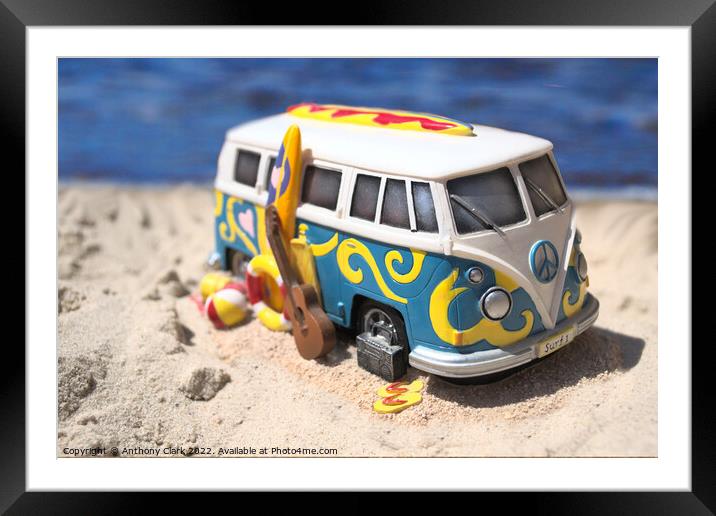 Beach Camper Framed Mounted Print by Anthony Clark