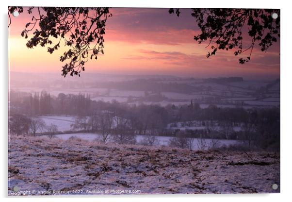 Sunrise from Newnham Hill Acrylic by Angela Redrupp