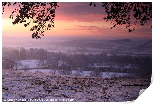 Sunrise from Newnham Hill Print by Angela Redrupp