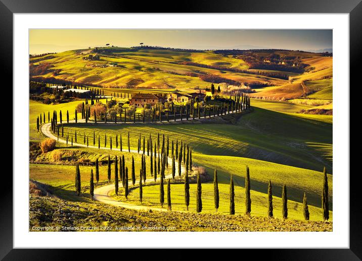 Golden Sunset over Tuscany's Rolling Hills Framed Mounted Print by Stefano Orazzini