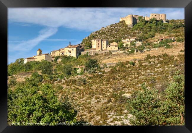 Castle and Medieval Village in Verdon Gorge Framed Print by Roger Mechan