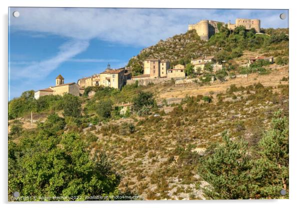 Castle and Medieval Village in Verdon Gorge Acrylic by Roger Mechan