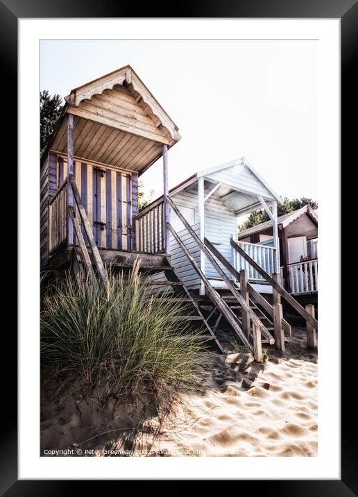 Stilted Beach Huts On The Beach At Wells-next-the-Sea Framed Mounted Print by Peter Greenway