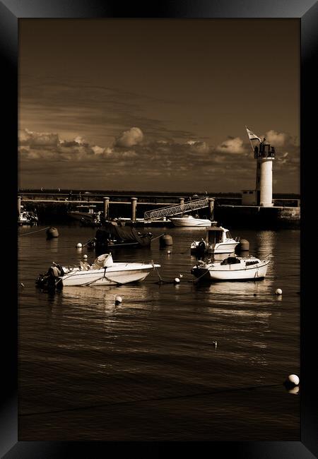 View on Phare de la Flotte in sepia Framed Print by youri Mahieu