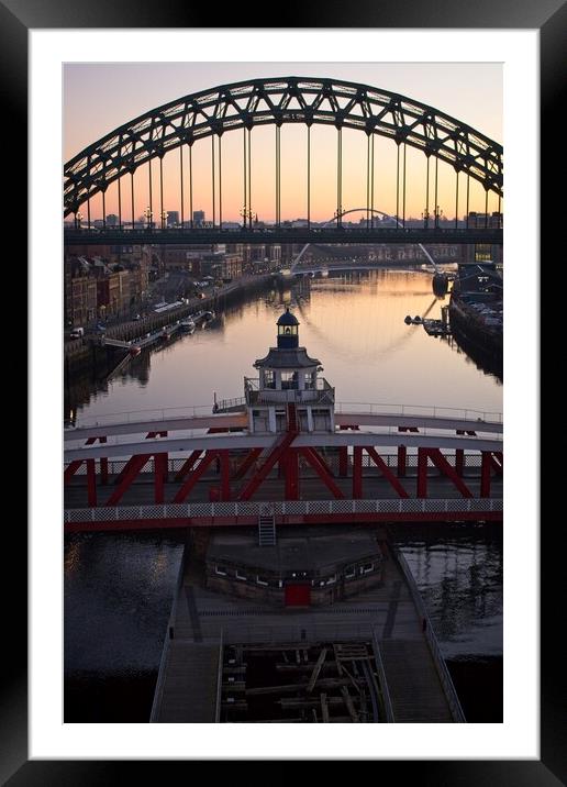 Golden Sunrise over Tyne Bridges Framed Mounted Print by Rob Cole