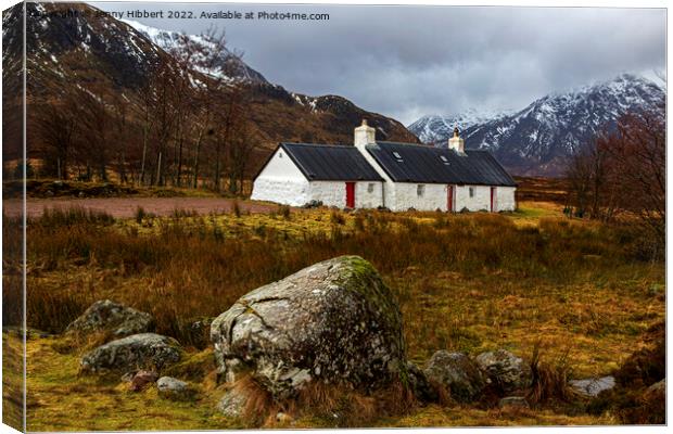 Black Rock cottage on the edge of Rannoch moor Canvas Print by Jenny Hibbert