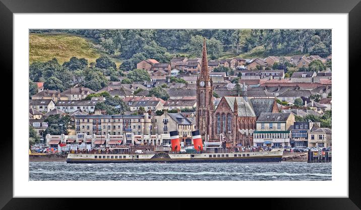 PS Waverley docking at Largs pier,Ayrshire Scotlan Framed Mounted Print by Allan Durward Photography