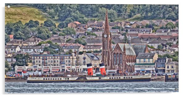 PS Waverley docking at Largs pier,Ayrshire Scotlan Acrylic by Allan Durward Photography