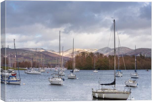 Lake Windermere to High Borrans Canvas Print by Cliff Kinch