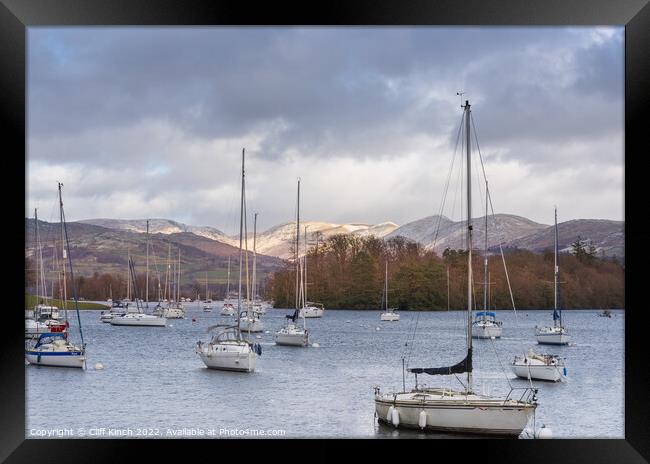 Lake Windermere to High Borrans Framed Print by Cliff Kinch