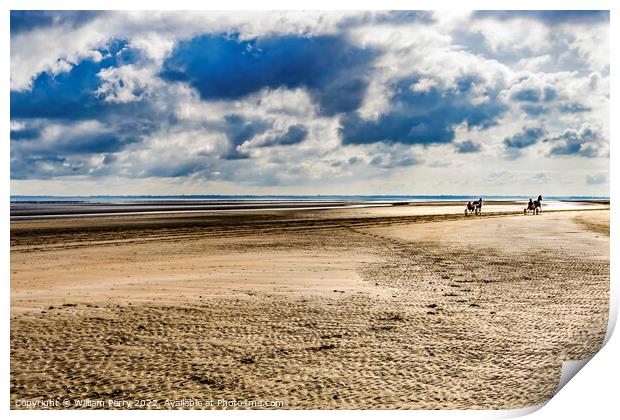 Horses Sulkies Utah D-day Landing Beach Normandy France Print by William Perry