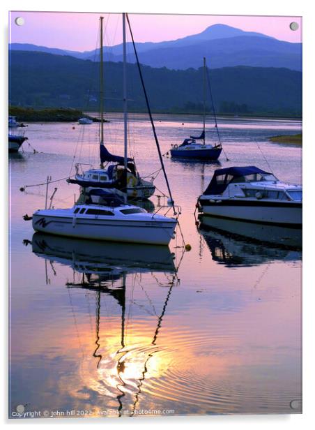 Sunset colours, Shell Island, Wales. Acrylic by john hill