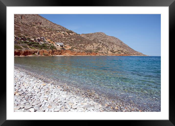 Crystal Clear Waters, Plaka, Crete, Greece Framed Mounted Print by Kasia Design