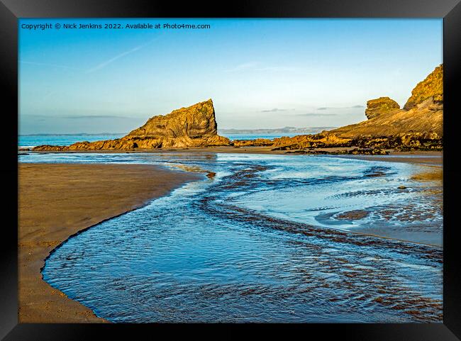 The Lion and Crocodile Rocks Broad Haven Framed Print by Nick Jenkins