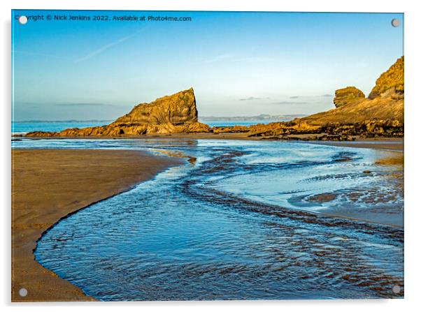 The Lion and Crocodile Rocks Broad Haven Acrylic by Nick Jenkins