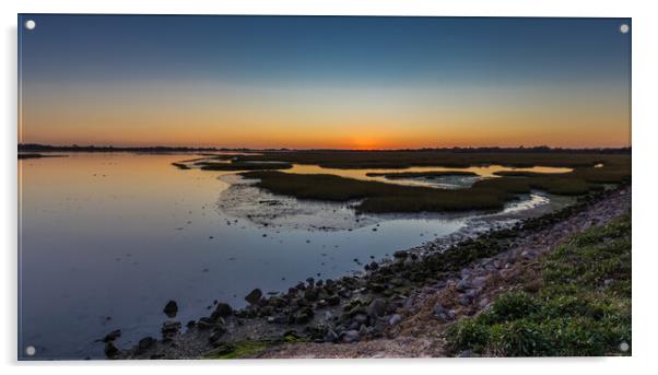 Pagham sunset Acrylic by Stuart C Clarke