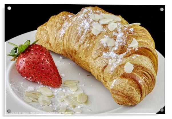 Croissant and strawberry breakfast Acrylic by Helkoryo Photography