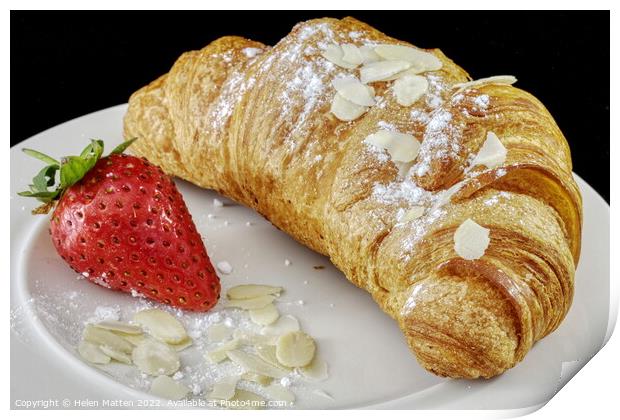 Croissant and strawberry breakfast Print by Helkoryo Photography
