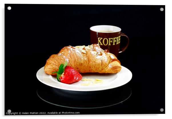 Coffee and Croissant Acrylic by Helkoryo Photography